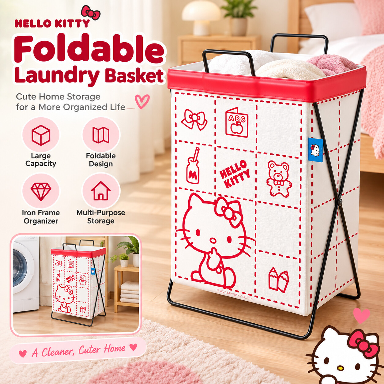 Home Edit Bathroom Organizer - Cinnamoroll Kuromi Sanrio Steel Frame Clothes
