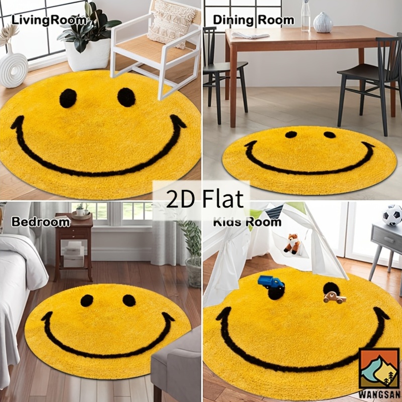2D Round Flannel Rug Smiley Fa - đánh giá và giá Home Bathroom Floor Mats