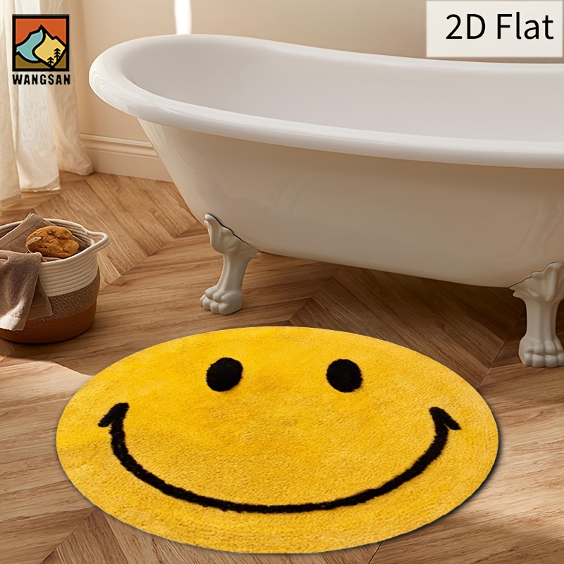 2D Round Flannel Rug Smiley Fa - đánh giá và giá Home Bathroom Floor Mats